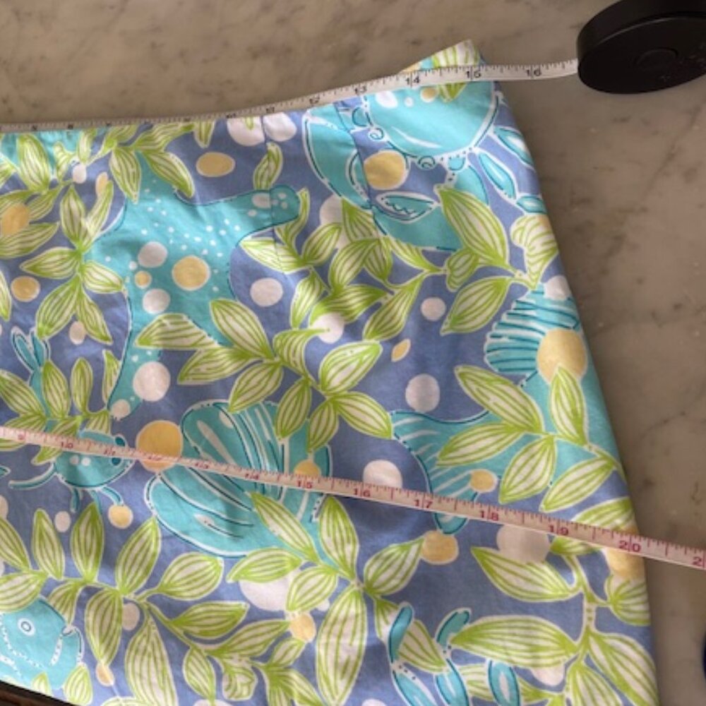 LILLY PULITZER Sweet Blue Crabby Scalloped Hem Skirt White Label Size 10 - Picture 14 of 15